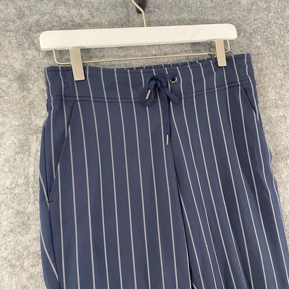 Athleta Jogger Pants 4 Petite Navy Blue Striped Midtown Ankle High Rise - Picture 5 of 15